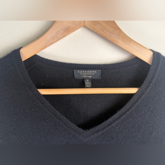 Cashmere Charter Club Luxury Black V-neck Cashmere Sweater Top Capsule Soft - Picture 3 of 7